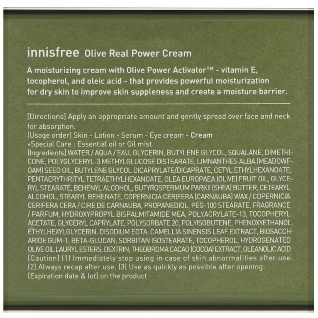 Innisfree, Olive Real Power Cream, 50 ml (1,69 fl oz) - Imagem 3