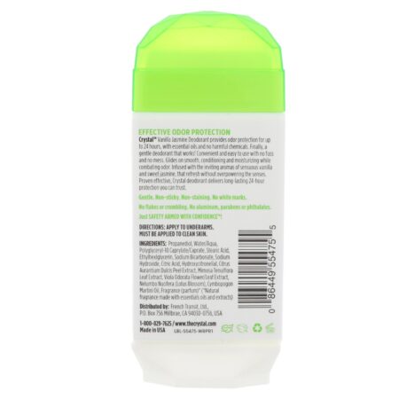 Crystal Body Deodorant, Desodorante Sólido Invisível, Baunilha Jasmin, 2.5 oz (70 g) - Image 2