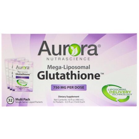 Aurora Nutrascience, Glutationa Megalipossomal, 750 mg, 32 Sachês de Dose Única, 0,5 fl oz (15 ml) Cada