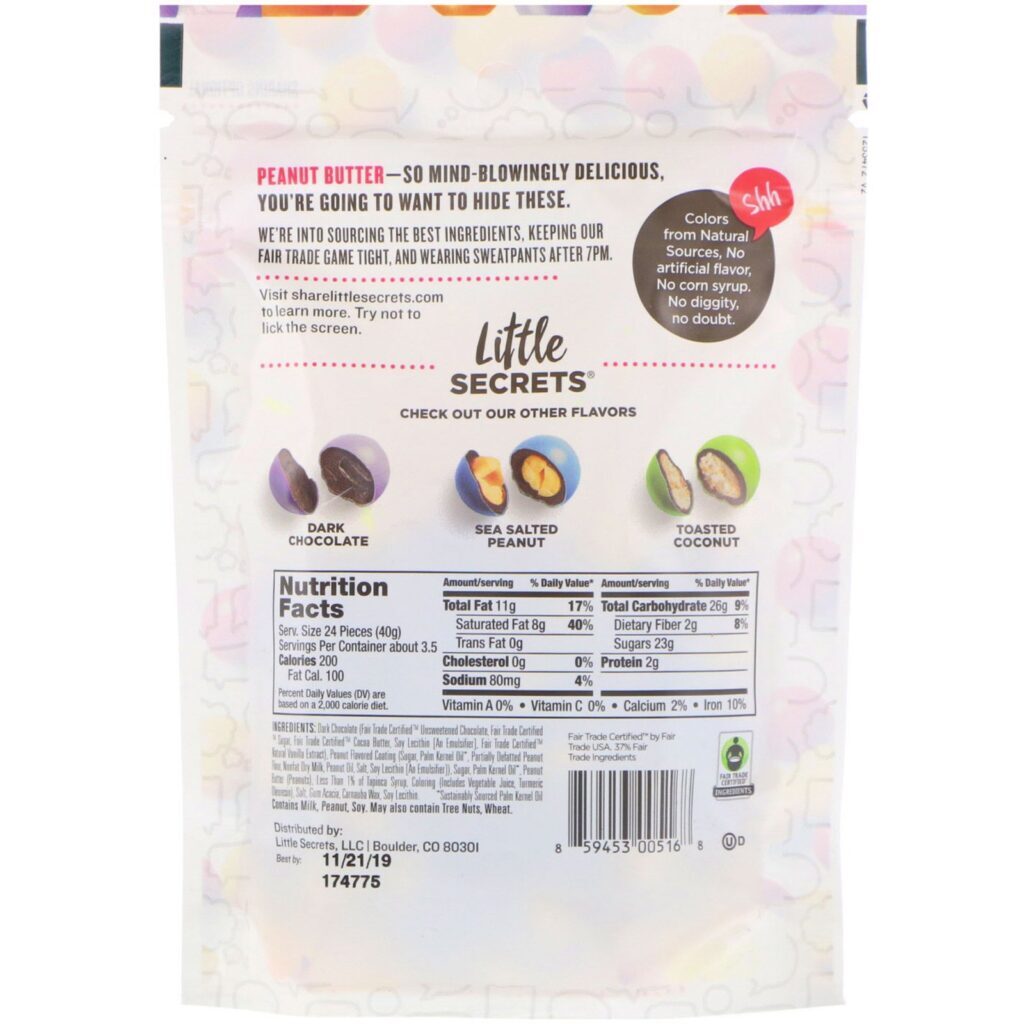 Little Secrets, Dark Chocolate Pieces, Peanut Butter, 5 oz (142 g) - Imagem 2