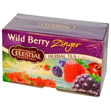 Celestial Seasonings, Chá de Ervas, Sem Cafeína, Frutas Vermelhas Selvagens Zinger, 20 Saquinhos de Chá, 1,7 oz. (47 g)