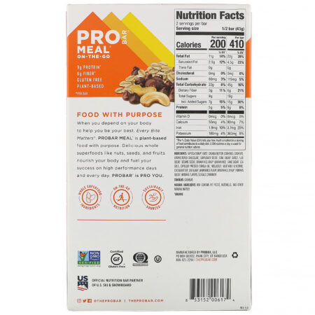 ProBar, Meal-On-The-Go, Oatmeal Chocolate Chip, 12 Bars, 3 oz (85 g) Each - Image 3