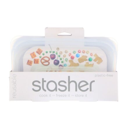 Stasher, Embalagem Reutilizável de Silicone para Alimentos, Tamanho de Lanche Pequenho, Transparente, 9,9 fl oz (293,5 ml)