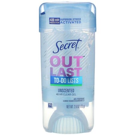 Secret, Outlast, 48 Hour Clear Gel Deodorant, Unscented, 2.6 oz (73 g)