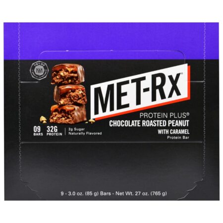 MET-Rx, PROTEIN PLUS Bar, Chocolate Roasted Peanut with Caramel, 9 Bars, 3.0 oz (85 g) Each - Image 2