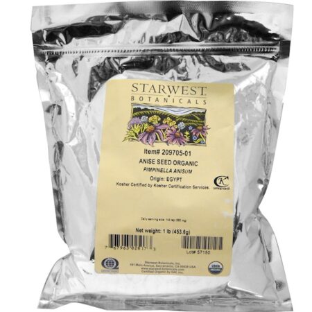 Starwest Botanicals, Semente de Anis Integral, Orgânica, 453,6 g (1 lb)