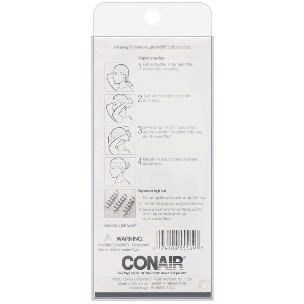 Conair, Grampo espiral, grampos espirais metálicos, 3 peças - Imagem 2