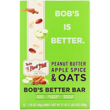 Bob's Red Mill, Bob's Better Bar, Peanut Butter Apple Spice & Oats, 12 Bars, 1.76 oz (50 g) Each - Image 2