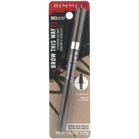 Rimmel London, Delineador de sobrancelha Brow This Way, 003 Marrom escuro, 0,25 g - Image 2