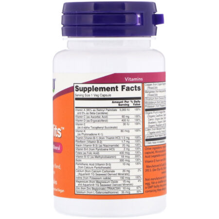 Now Foods, Daily Vits, Multivitamínico e Minerais, 30 Cápsulas Vegetais - Image 2