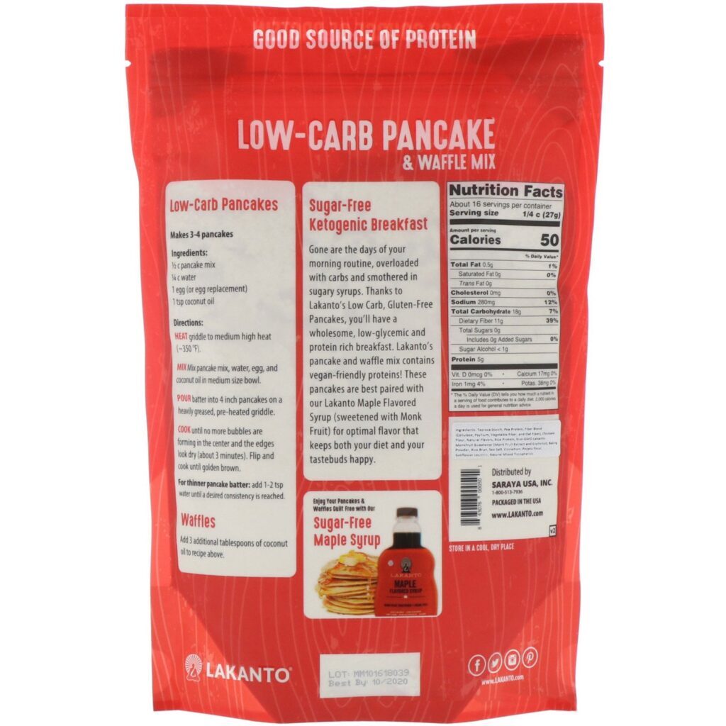 Lakanto, Low-Carb Pancake & Waffle Mix, 1 lb (454 g) - Imagem 2
