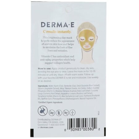 Derma E, Máscara de Argila Clareadora com Vitamina C, Curcuma e Couve, 0,35 oz (10 g) - Image 2