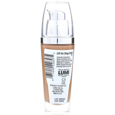 L'Oreal, True Match, maquiagem para luminosidade saudável, FPS 20, C5 Classic Beige, 30 ml - Image 2