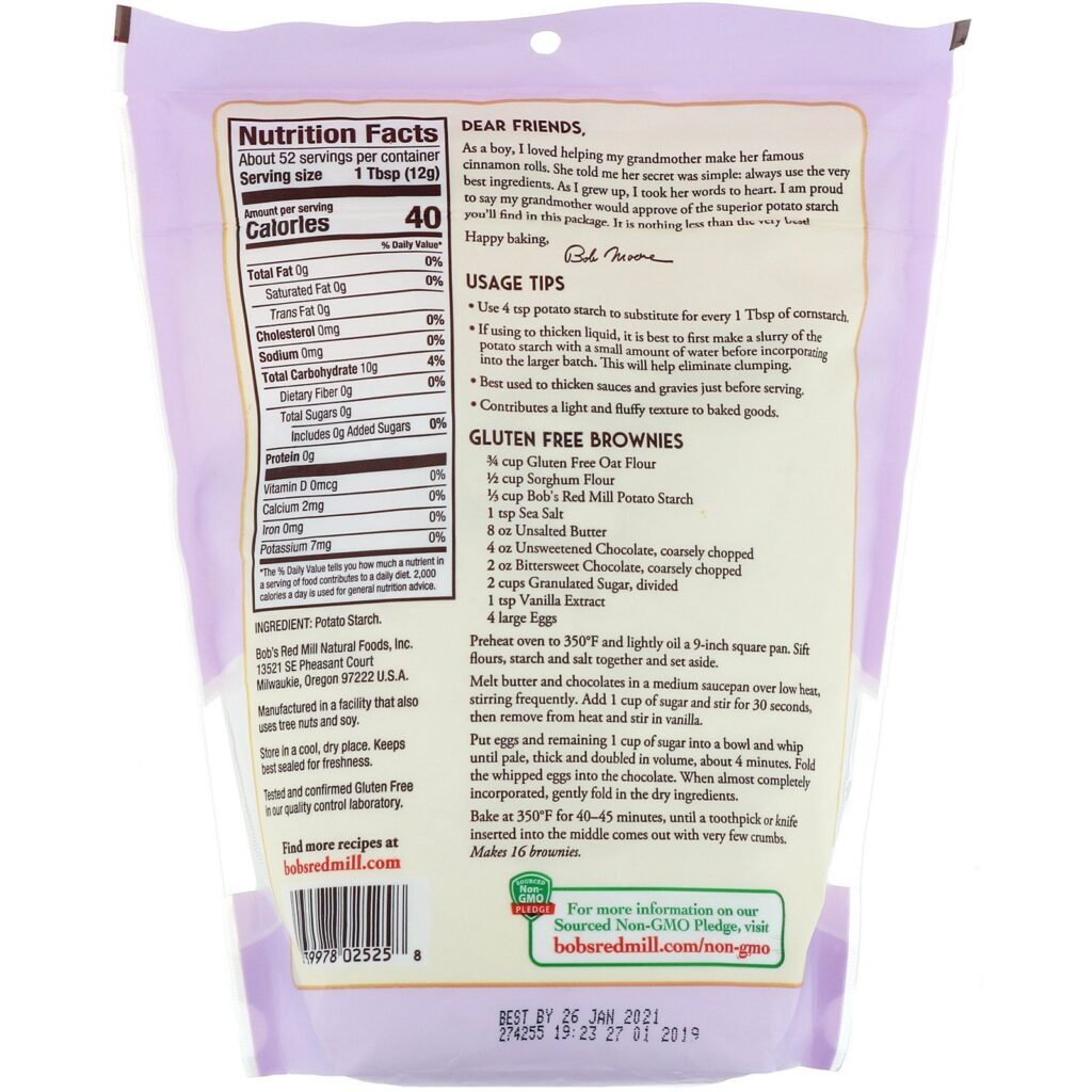 Bob's Red Mill, Amido de Batata, Não Modificado, Sem Glúten, 22 oz (623 g) - Imagem 2
