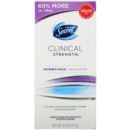 Secret, Clinical Strength Antiperspirant/Deodorant, Invisible Solid, Clean Lavender, 2.6 oz (73 g) - Image 2