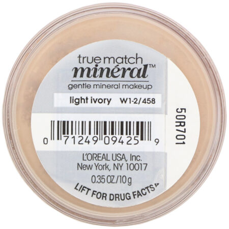 L'Oreal, True Match, Base mineral, FPS 19, W1-2/458 Marfim claro, 10 g - Image 3