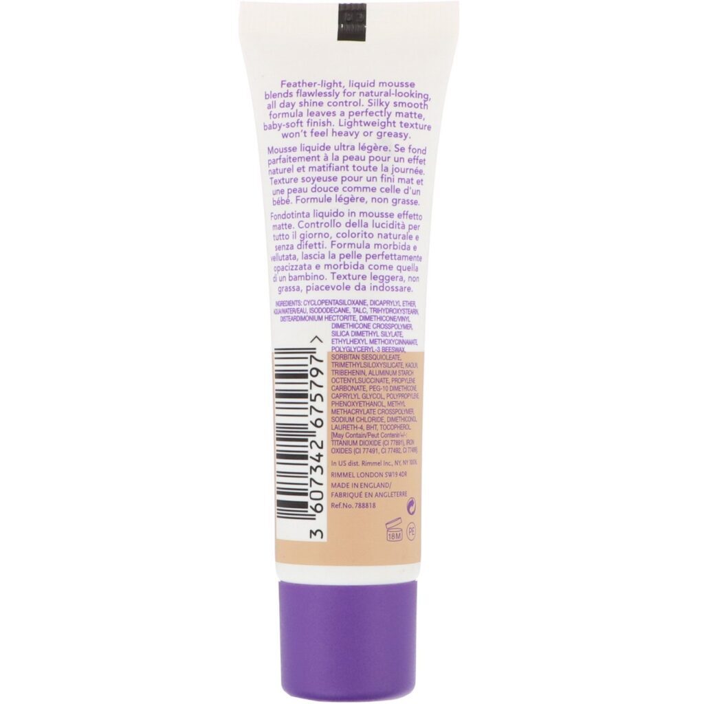 Rimmel London, Base em mousse líquido Stay Matte, 200 Bege claro, 30 ml - Imagem 2