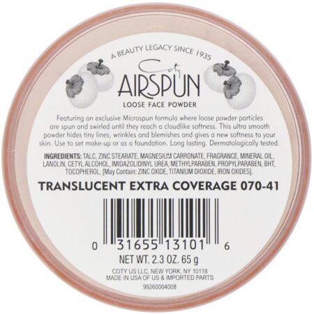 Airspun, Pó Facial Solto, Cobertura Extra Translúcida 070-41, 65 g (2,3 oz) - Image 2