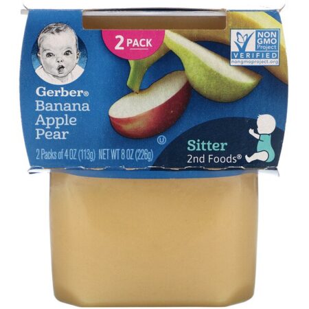 Gerber, Banana, Apple, Pear, 2 Packs, 4 oz (113 g) Each