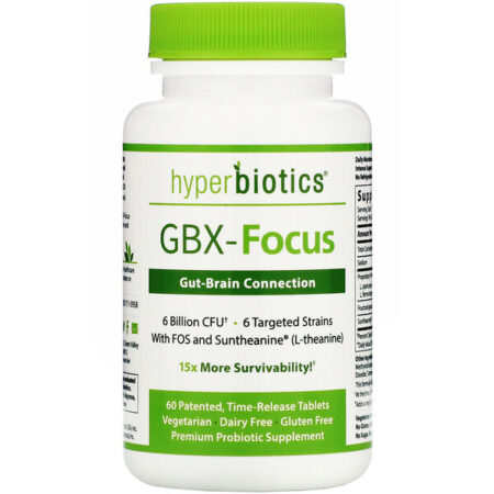 Hyperbiotics, GBX-Focus, Conexão entre o Intestino e o Cérebro, 6 Bilhões de CFUs, 60 Comprimidos Patenteados de Liberação Gradual