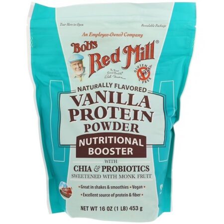 Bob's Red Mill, Proteína em Pó Sabor Baunilha, Amplificador Nutricional com Chia e Probióticos, 16 oz (453 g)