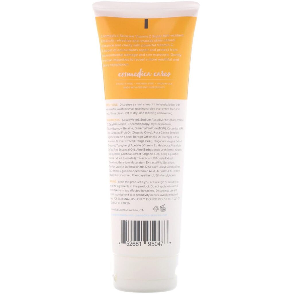 Cosmedica Skincare, Creme de Limpeza Facial com Vitamina C, Fórmula Superantioxidante, 4 oz (120 ml) - Imagem 2