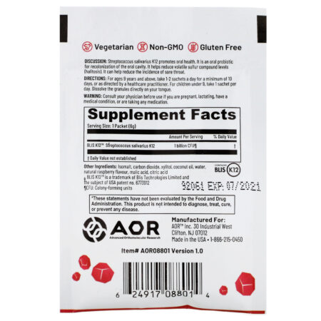 Advanced Orthomolecular Research AOR, Lava Rox, Probiotic for Oral Health, Natural Raspberry, .2 oz (6 g) - Image 2