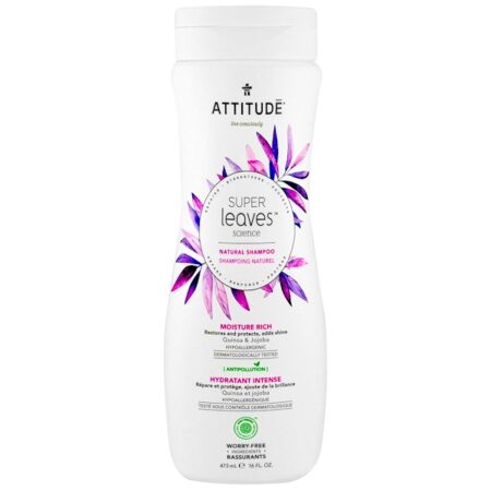 ATTITUDE, Super Leaves Science, Shampoo Natural, Rico em Umidade, Quinoa e Jojoba, 16 oz (473 ml)