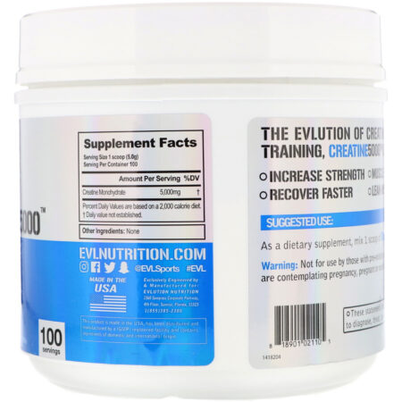 EVLution Nutrition, CREATINE5000, Unflavored, 17.6 oz (500 g) - Image 2