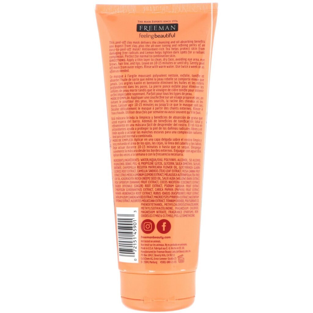 Freeman Beauty, Sentindo-se bonita, Máscara de barro esfoliante limpadora, chá doce + limão, 6 fl oz (175 ml) - Imagem 2