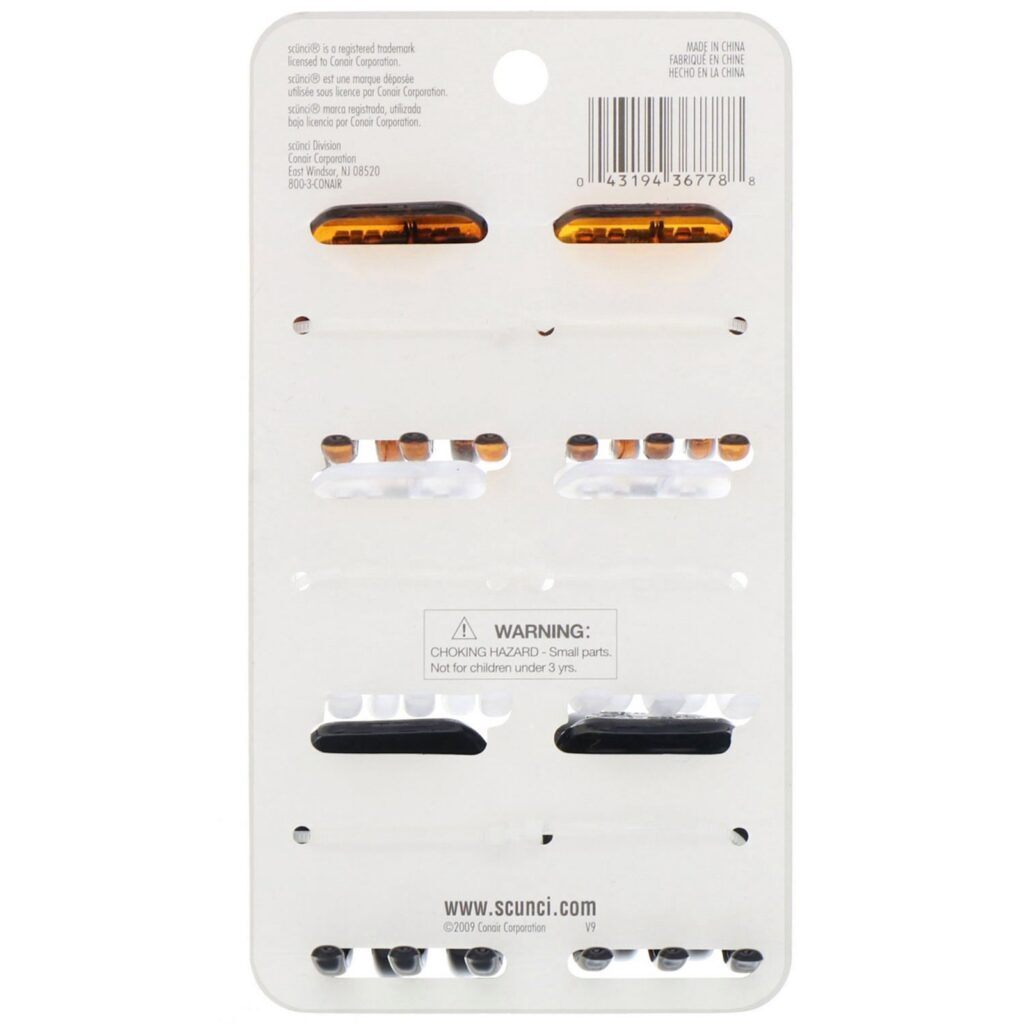 Scunci, Piranha grande para cabelos Effortless Beauty, cores variadas, 6 peças - Imagem 2