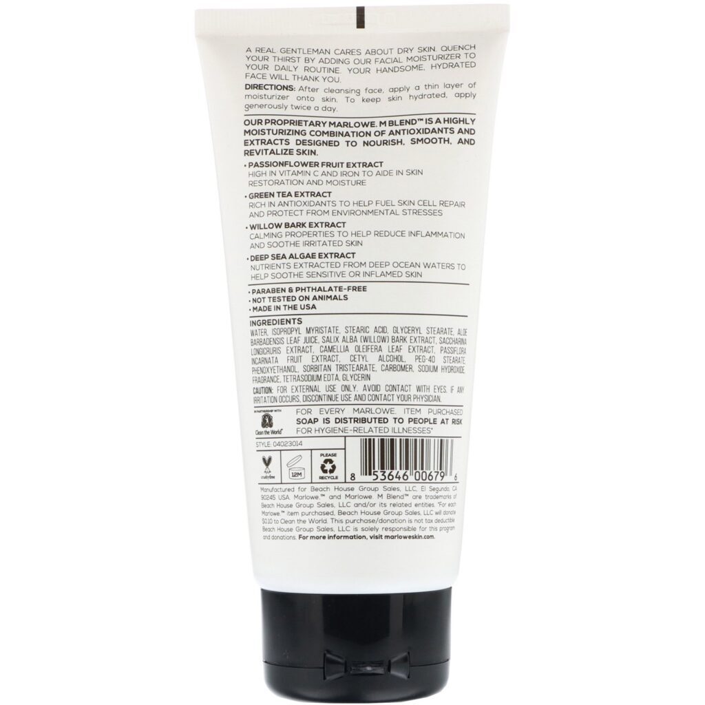Marlowe, Hidratante facial masculino, No. 123, 177,4 ml - Imagem 2