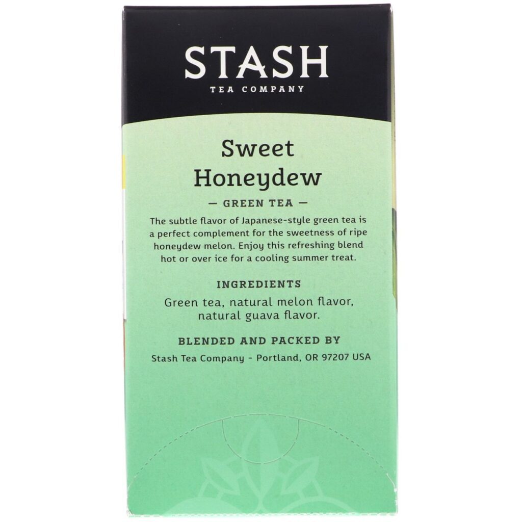 Stash Tea, Chá Verde, Melão Doce, 18 Saquinhos de Chá, 1,1 oz (34 g) - Imagem 2