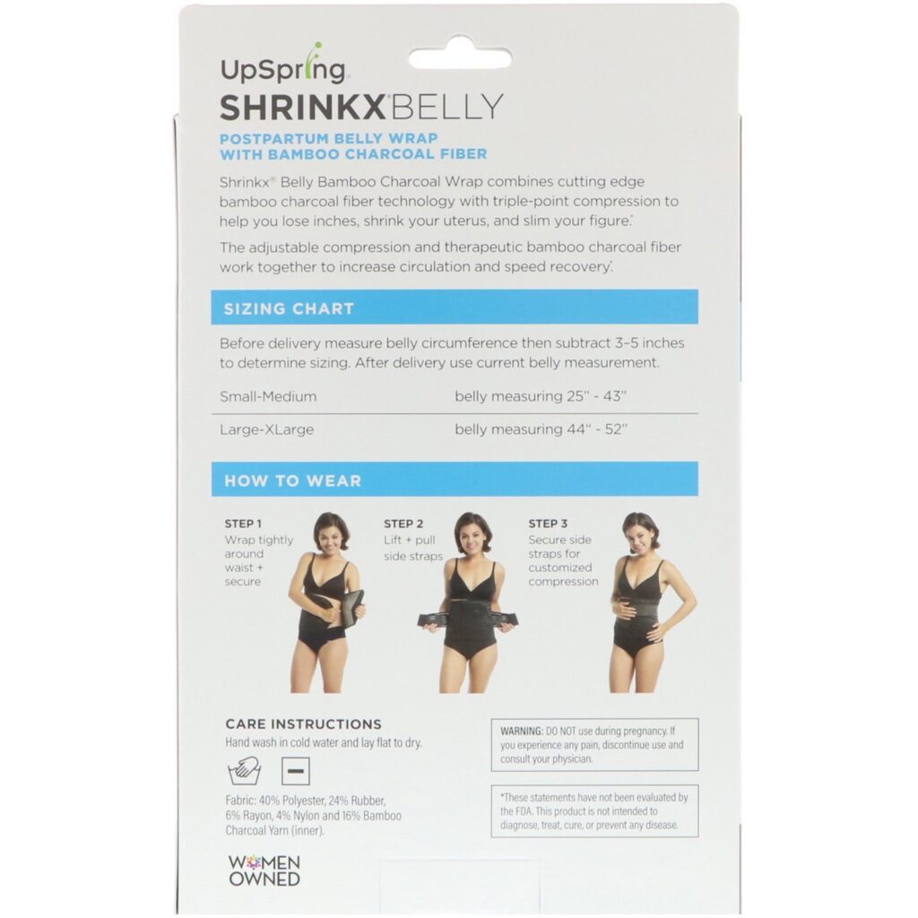 UpSpring, Shrinkx Belly, Cinta Pós-Parto com Fibra de Carvão de Bambu, Tamanho L/XL, Preta - Imagem 2