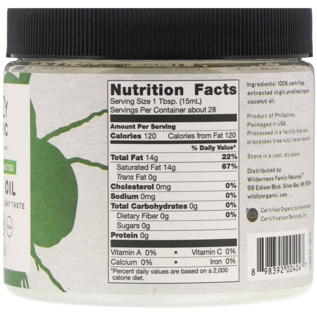 Wildly Organic, Centrifuge Extracted Coconut Oil, 14 fl oz (414 ml) - Imagem 2