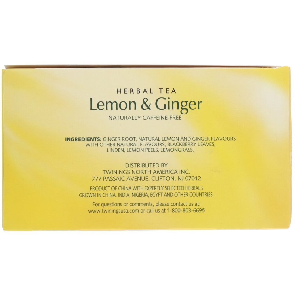 Twinings, Chá de Ervas, Limão e Gengibre, Sem Cafeína, 50 Saquinhos de Chá, 2,65 oz (75 g) - Imagem 2