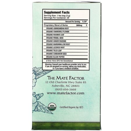 Mate Factor, Stress SOS with Marshmallow & Ashwagandha, Caffeine Free, 20 Tea Bags, 2.12 oz (60 g) - Image 2