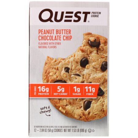 Quest Nutrition, Biscoito de Proteína, Manteiga de Amendoim e Gotas de Chocolate, Embalagem com 12, 58 g Cada - Image 2