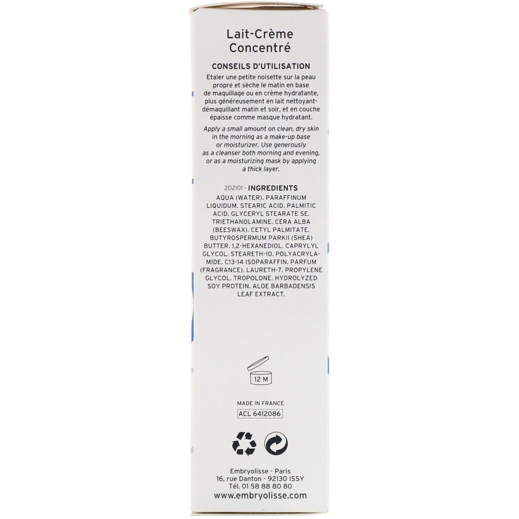 Embryolisse, Lait-Creme Concentre, Hidratante Nutritivo Multifuncional, 75 ml (2,54 fl oz) - Imagem 3