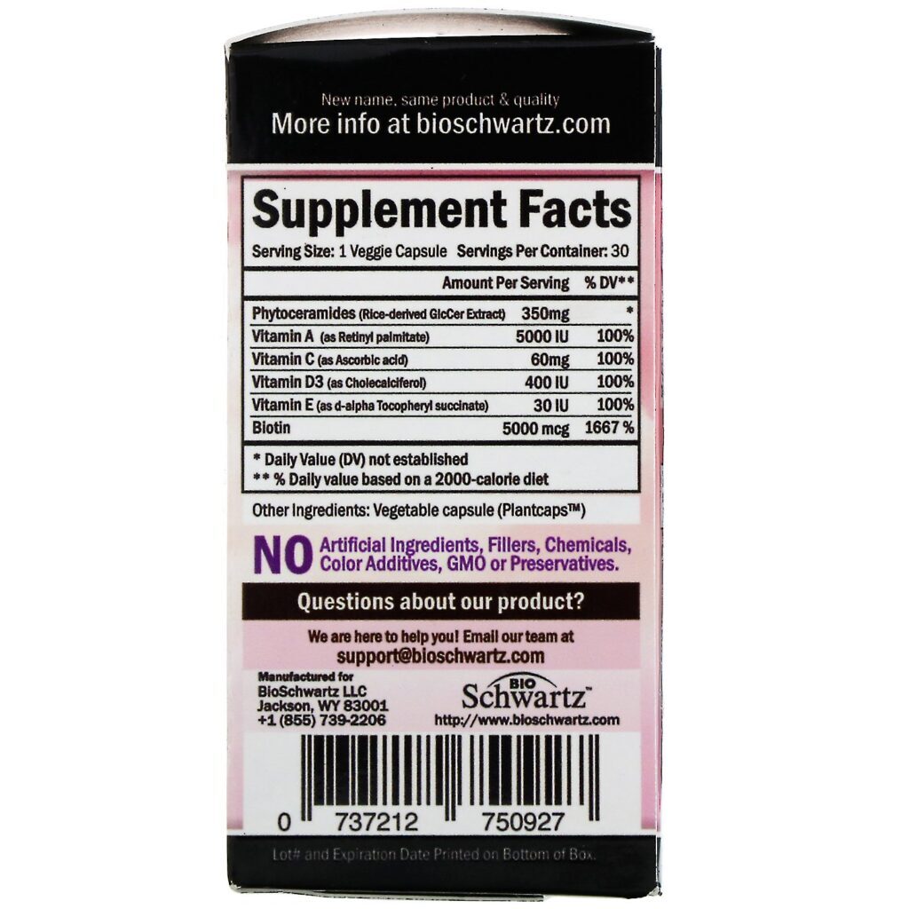 BioSchwartz, Fitoceramidas, Rejuvenescimento da Pele, 350 mg, 30 Cápsulas Vegetais - Imagem 2
