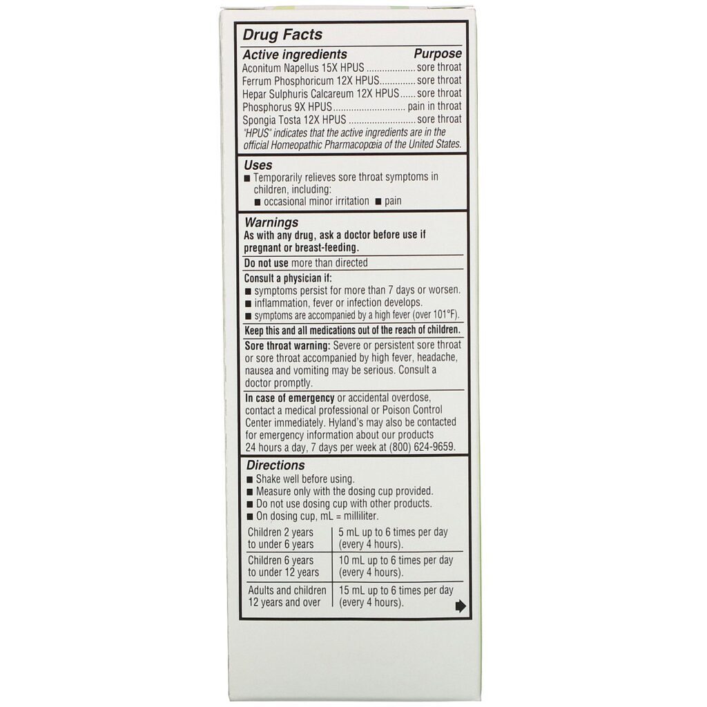 Hyland's, 4 Kids, Sore Throat, 2-12 Years, 4 fl oz (118 ml) - Imagem 2