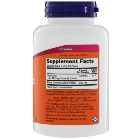 Now Foods, Vitamina K-2, 100 mcg , 250 Cápsulas Vegetarianas - Image 2