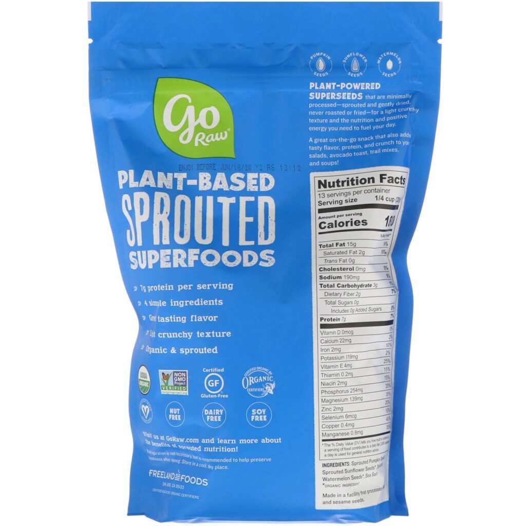Go Raw, Orgânico, Sementes Germinadas Mistas com Sal Marinho, 369 g (13 oz) - Imagem 2