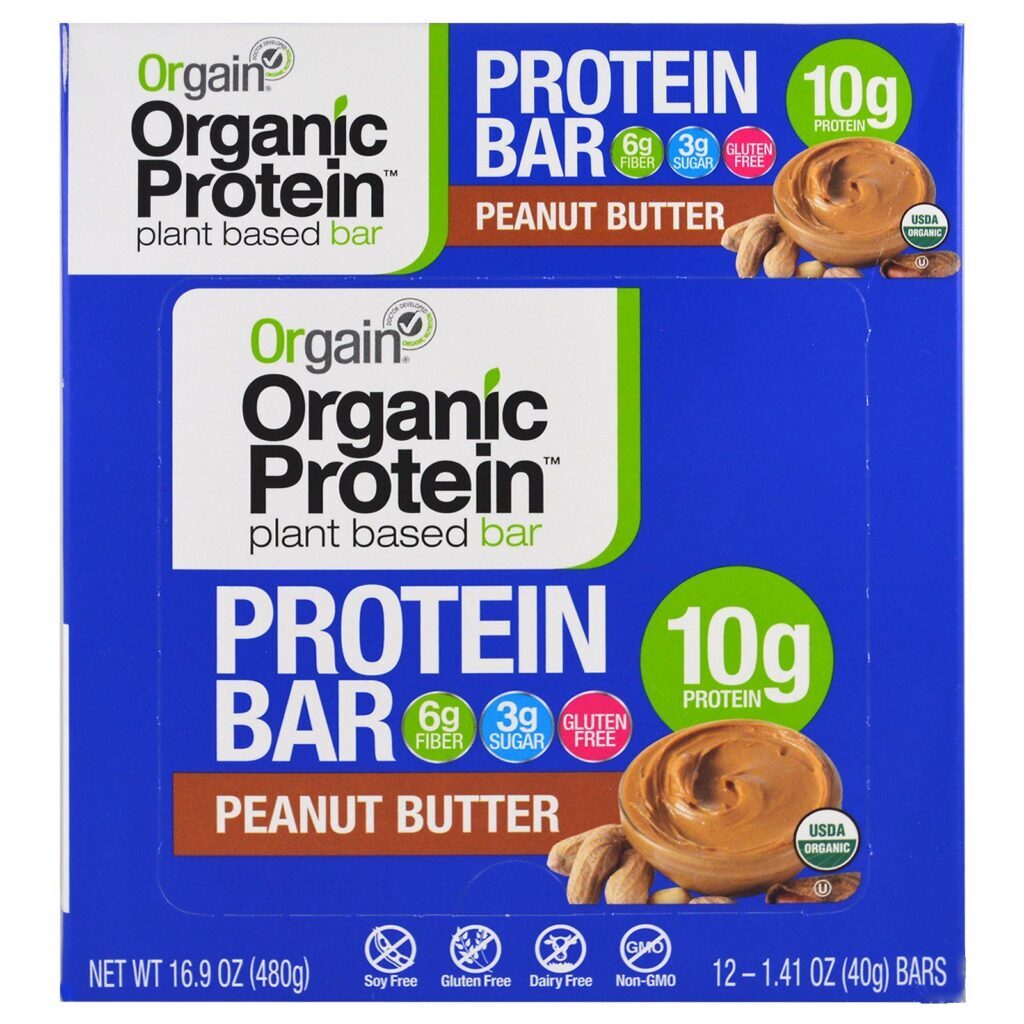 Orgain, Barra de proteína vegetal orgânica, Manteiga de Amendoim, 12 Barras, 1,41 oz (40 g) cada - Imagem 2