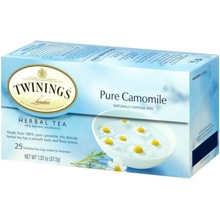 Twinings, Chá Herbal, Camomila Pura, Sem Cafeína, 25 Saquinhos de Chá, 1,32 oz (37,5 g)