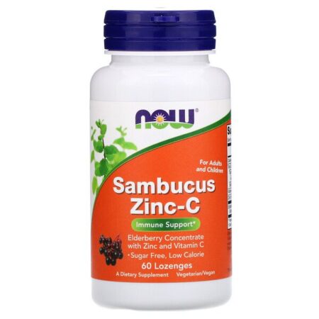 Now Foods, Sambucus Zinc-C, 60 Pastilhas