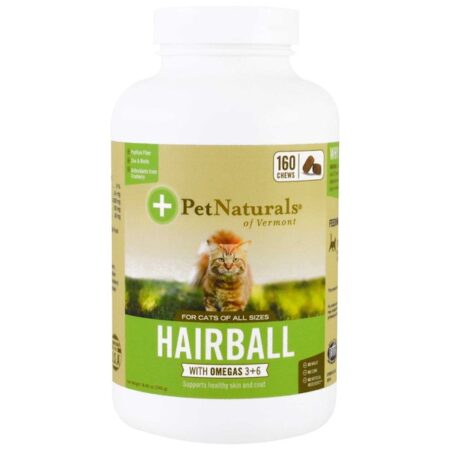 Pet Naturals of Vermont, Hairball para Gatos, 160 Comprimidos Mastigáveis