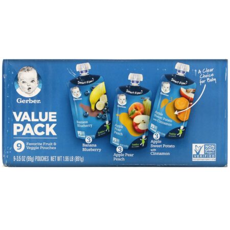 Gerber, Value Pack, 12+ Months, Favorite Fruit & Veggie, 9 Pouches, 3.5 oz (99 g) Each - Image 2