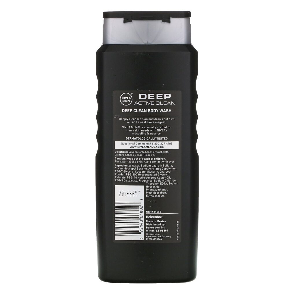 Nivea, Men, Deep Clean Body Wash, Deep Active Clean, 16.9 fl oz (500 ml) - Imagem 2