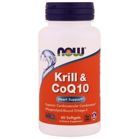 Now Foods, Krill e CoQ10, 60 Cápsulas Softgel